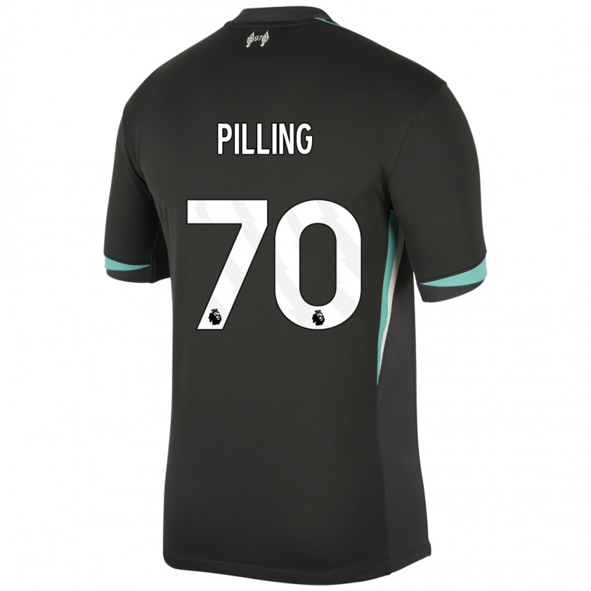 Niño Camiseta Tommy Pilling #70 Negro Antracita Blanco 2ª Equipación 2024/25 La Camisa