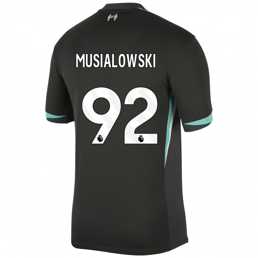 Niño Camiseta Mateusz Musialowski #92 Negro Antracita Blanco 2ª Equipación 2024/25 La Camisa