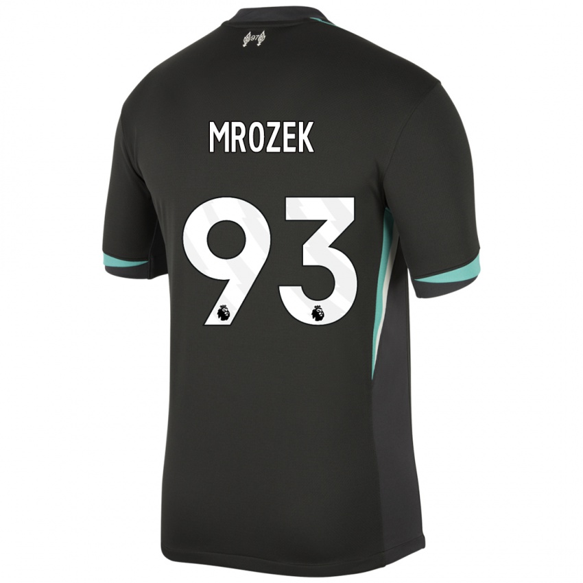 Niño Camiseta Fabian Mrozek #93 Negro Antracita Blanco 2ª Equipación 2024/25 La Camisa