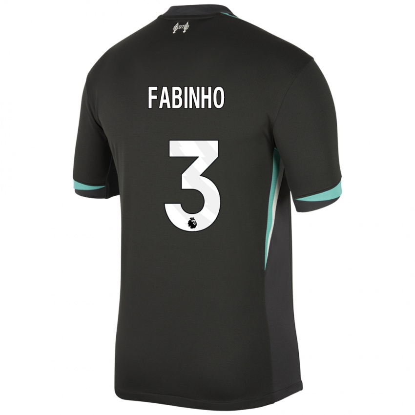 Niño Camiseta Fabinho #3 Negro Antracita Blanco 2ª Equipación 2024/25 La Camisa