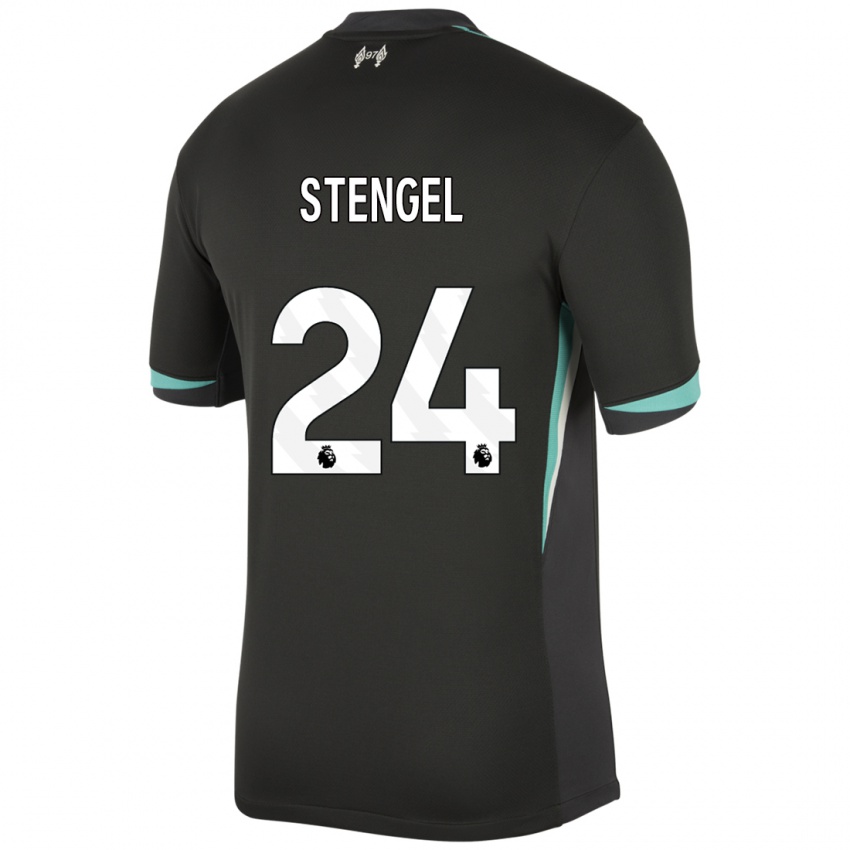 Niño Camiseta Katie Stengel #24 Negro Antracita Blanco 2ª Equipación 2024/25 La Camisa