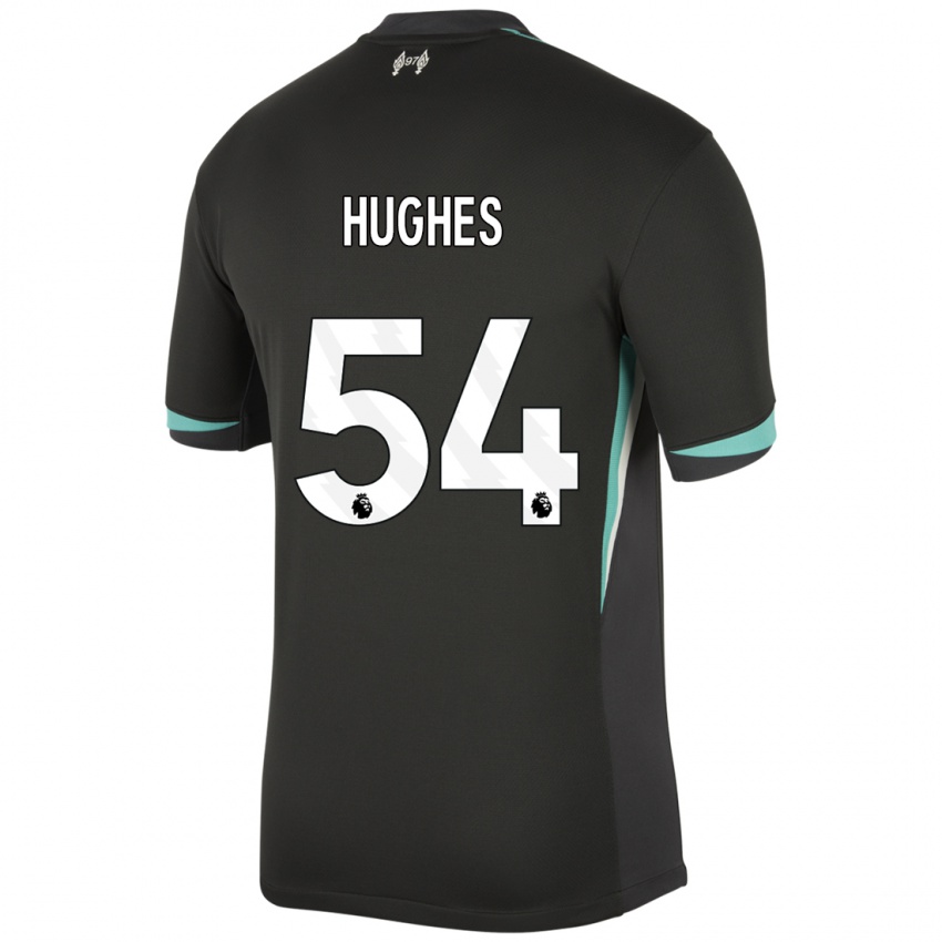 Niño Camiseta Liam Hughes #54 Negro Antracita Blanco 2ª Equipación 2024/25 La Camisa