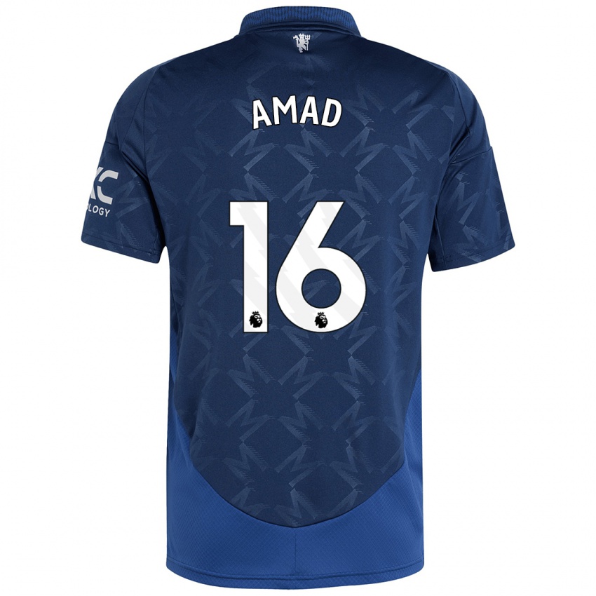 Niño Camiseta Amad Diallo #16 Índigo 2ª Equipación 2024/25 La Camisa