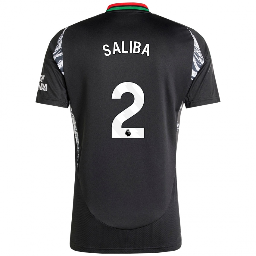 Niño Camiseta William Saliba #2 Negro 2ª Equipación 2024/25 La Camisa