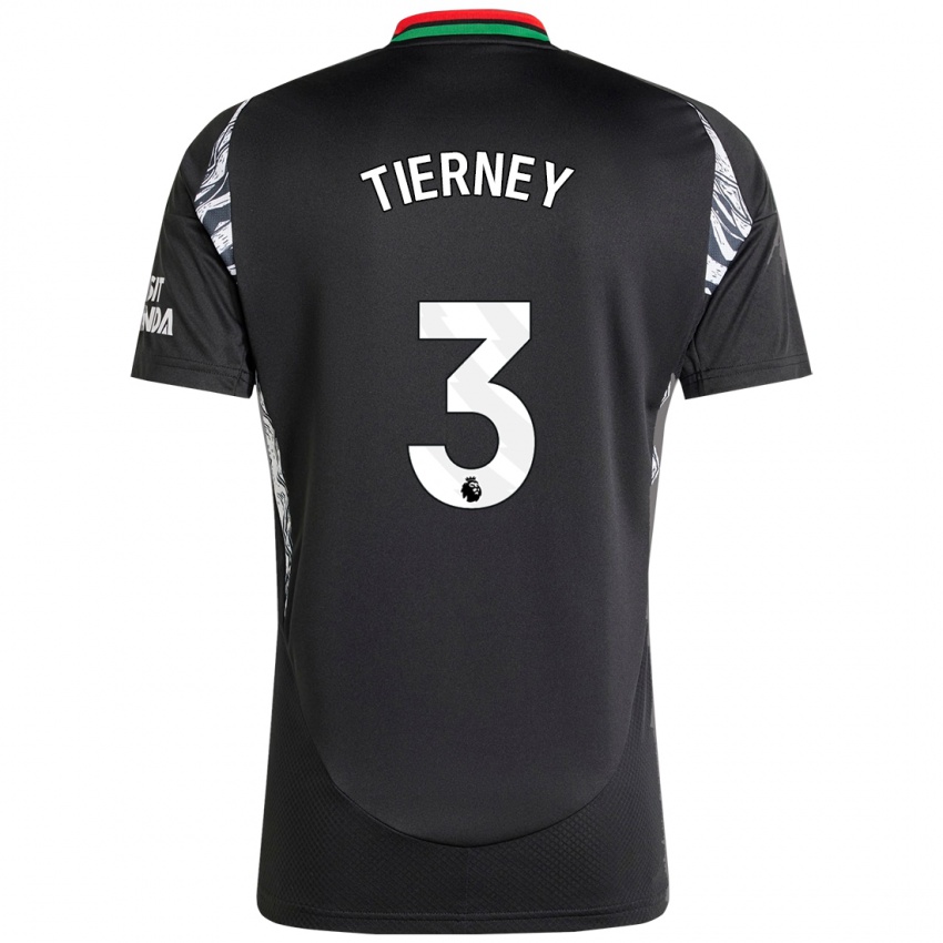 Niño Camiseta Kieran Tierney #3 Negro 2ª Equipación 2024/25 La Camisa