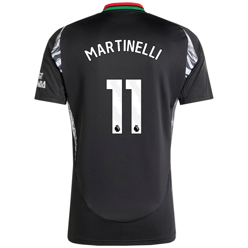 Niño Camiseta Gabriel Martinelli #11 Negro 2ª Equipación 2024/25 La Camisa