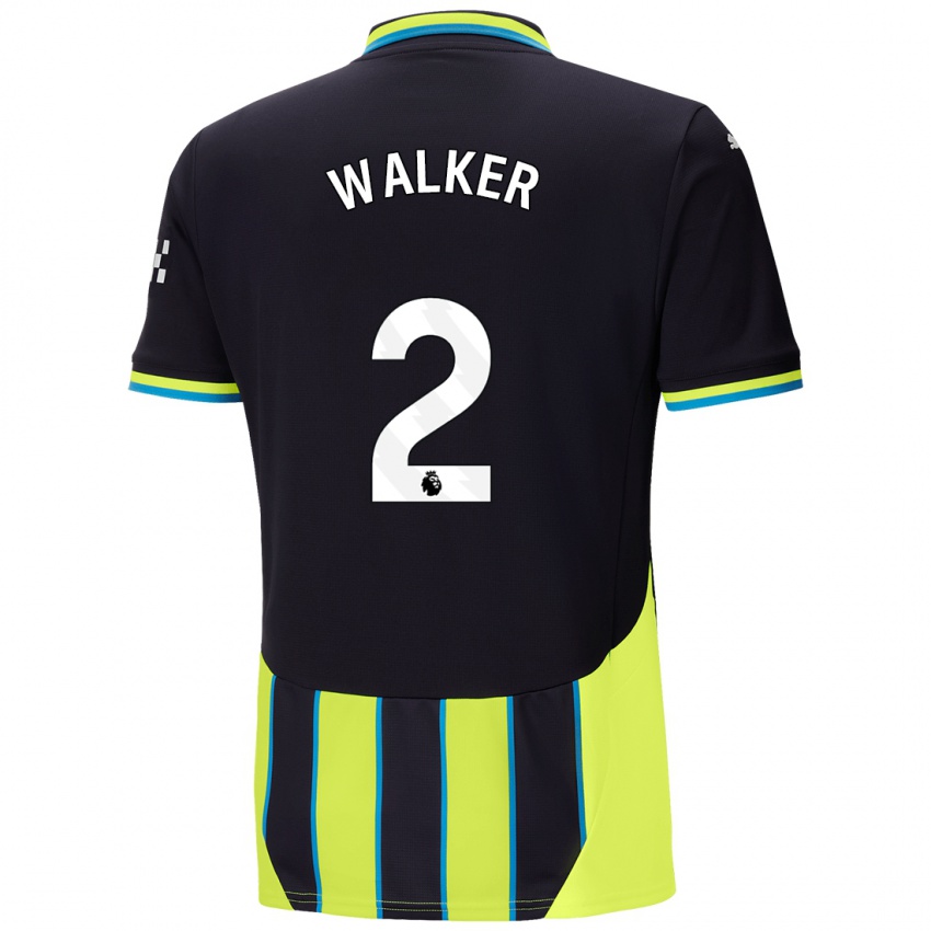 Niño Camiseta Kyle Walker #2 Azul Amarillo 2ª Equipación 2024/25 La Camisa