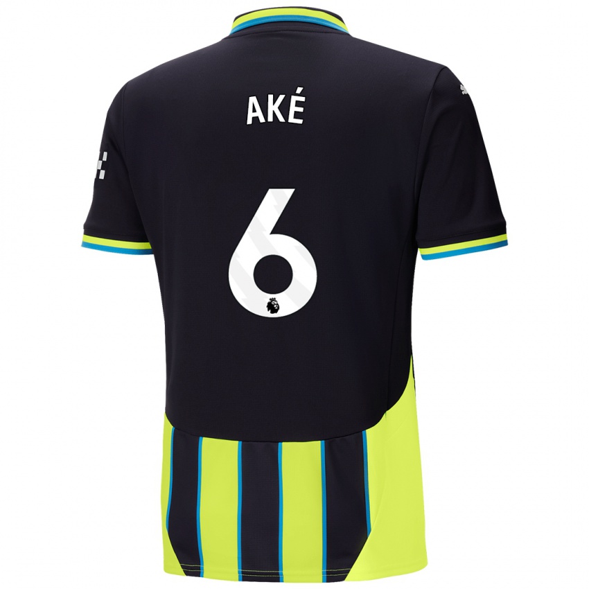 Niño Camiseta Nathan Ake #6 Azul Amarillo 2ª Equipación 2024/25 La Camisa