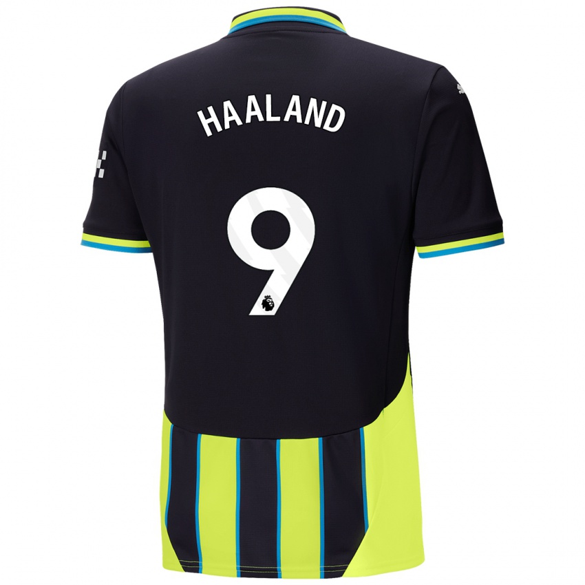 Niño Camiseta Erling Haaland #9 Azul Amarillo 2ª Equipación 2024/25 La Camisa