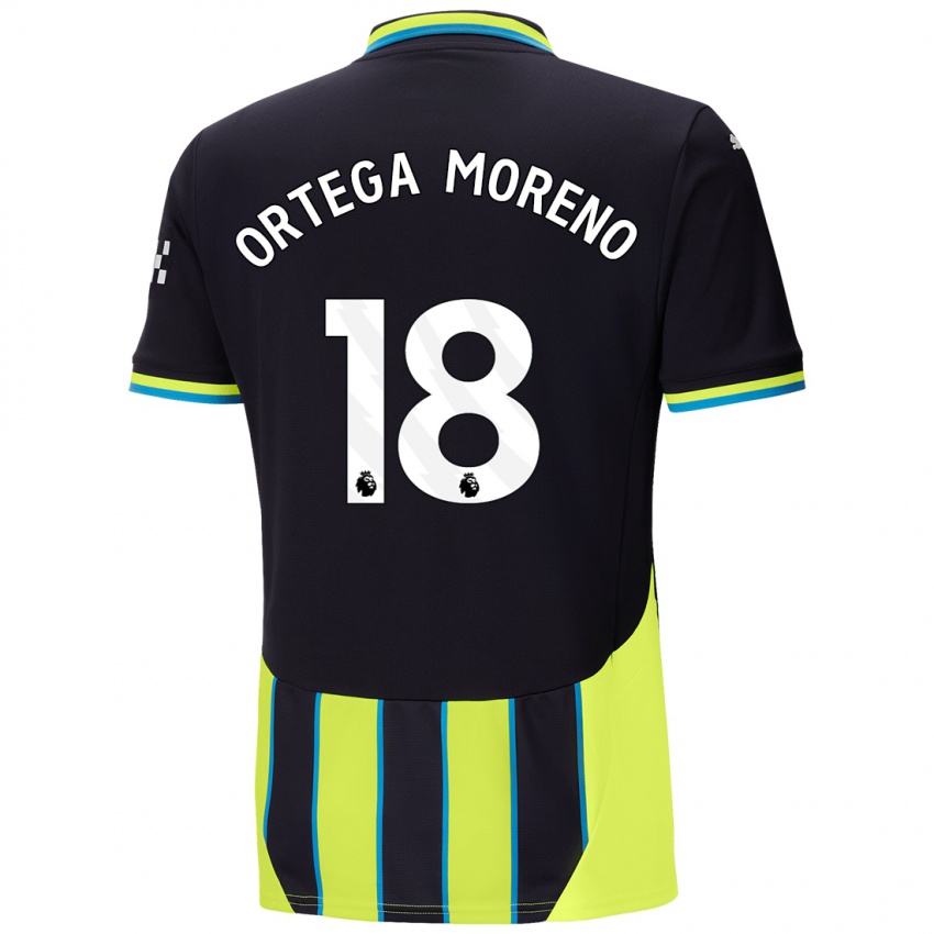 Niño Camiseta Stefan Ortega Moreno #18 Azul Amarillo 2ª Equipación 2024/25 La Camisa