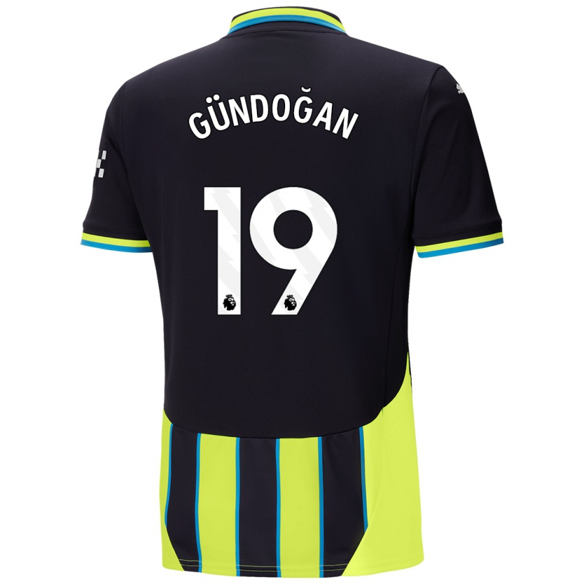 Niño Camiseta Ilkay Gundogan #19 Azul Amarillo 2ª Equipación 2024/25 La Camisa