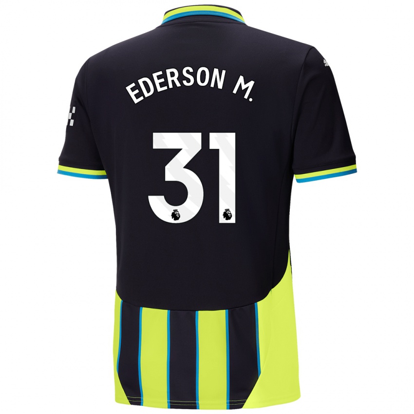 Niño Camiseta Ederson Moraes #31 Azul Amarillo 2ª Equipación 2024/25 La Camisa