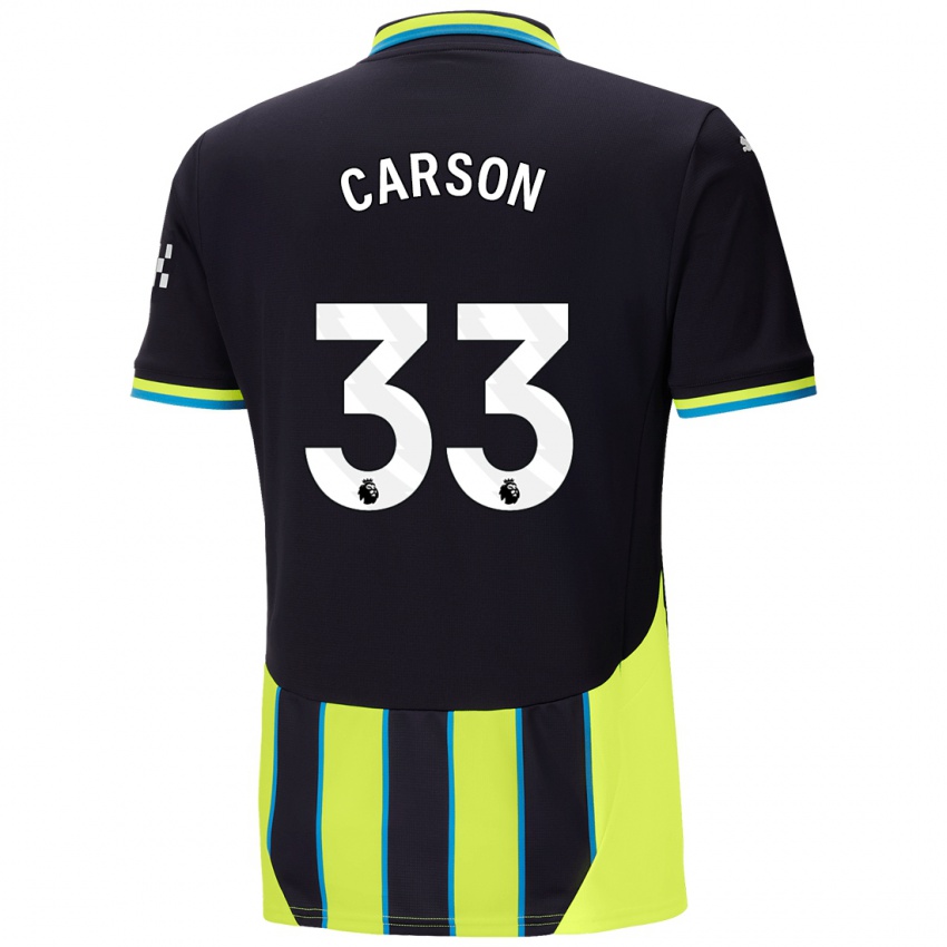 Niño Camiseta Scott Carson #33 Azul Amarillo 2ª Equipación 2024/25 La Camisa