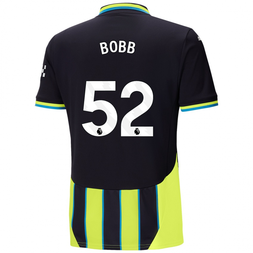 Niño Camiseta Oscar Bobb #52 Azul Amarillo 2ª Equipación 2024/25 La Camisa