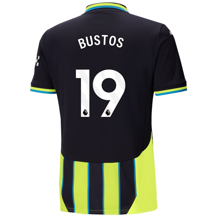 Niño Camiseta Nahuel Bustos #19 Azul Amarillo 2ª Equipación 2024/25 La Camisa