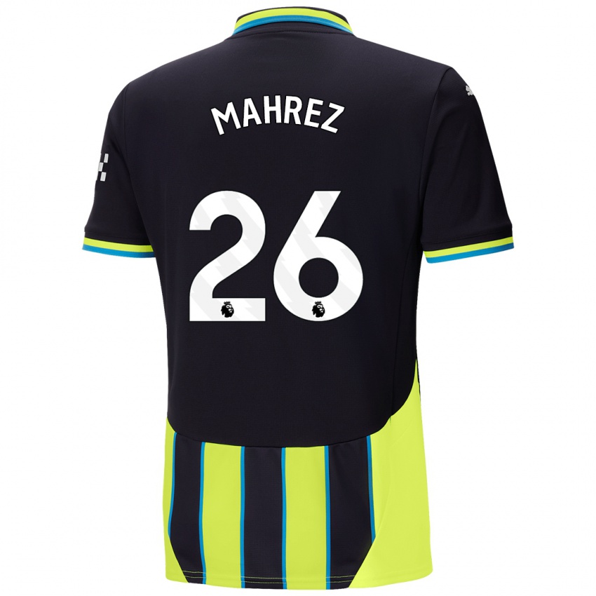 Niño Camiseta Riyad Mahrez #26 Azul Amarillo 2ª Equipación 2024/25 La Camisa