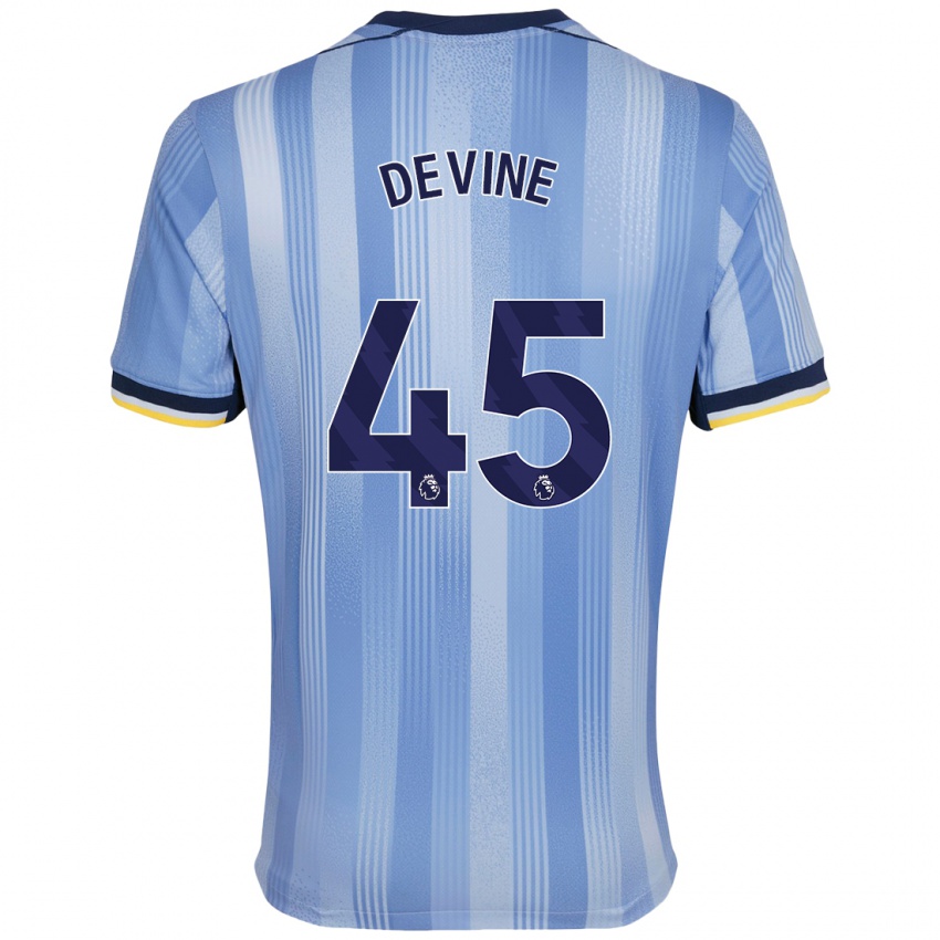 Niño Camiseta Alfie Devine #45 Azul Claro 2ª Equipación 2024/25 La Camisa