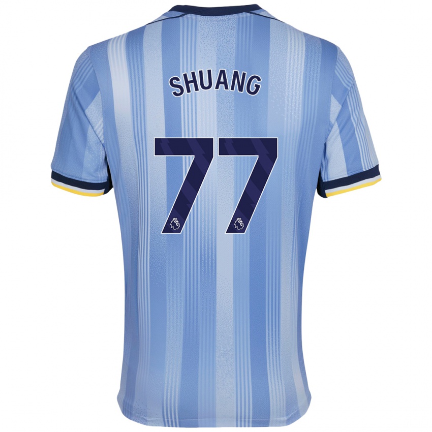 Niño Camiseta Wang Shuang #77 Azul Claro 2ª Equipación 2024/25 La Camisa