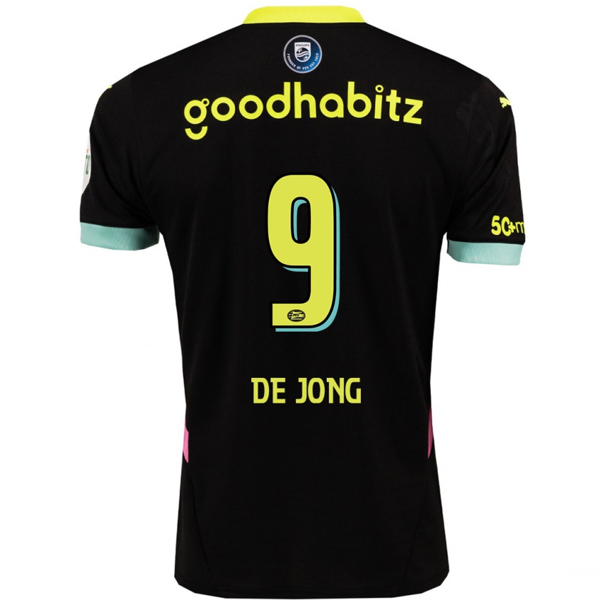 Niño Camiseta Luuk De Jong #9 Negro Amarillo 2ª Equipación 2024/25 La Camisa