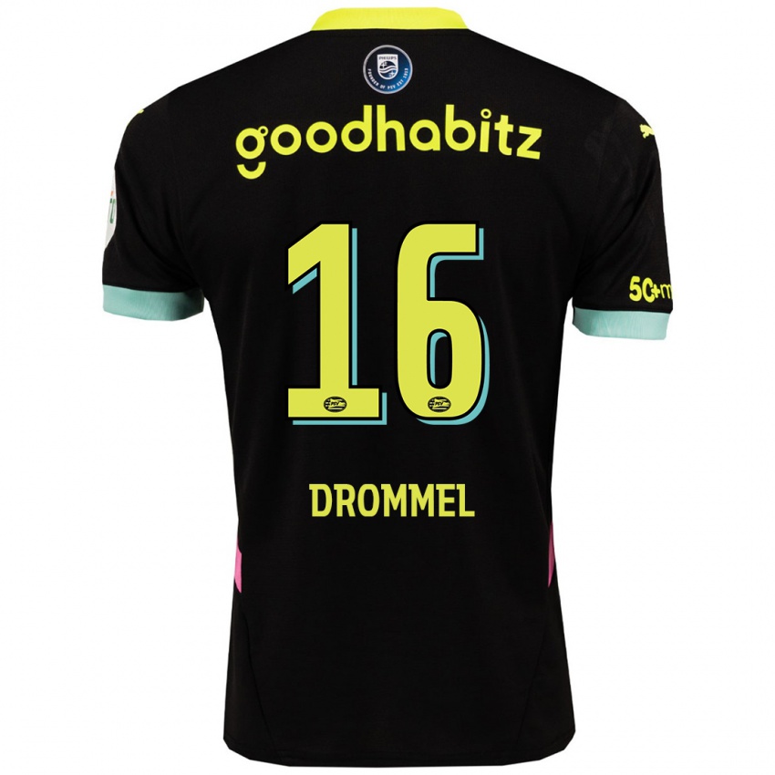 Niño Camiseta Joel Drommel #16 Negro Amarillo 2ª Equipación 2024/25 La Camisa