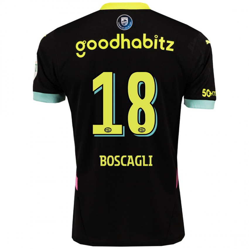 Niño Camiseta Olivier Boscagli #18 Negro Amarillo 2ª Equipación 2024/25 La Camisa