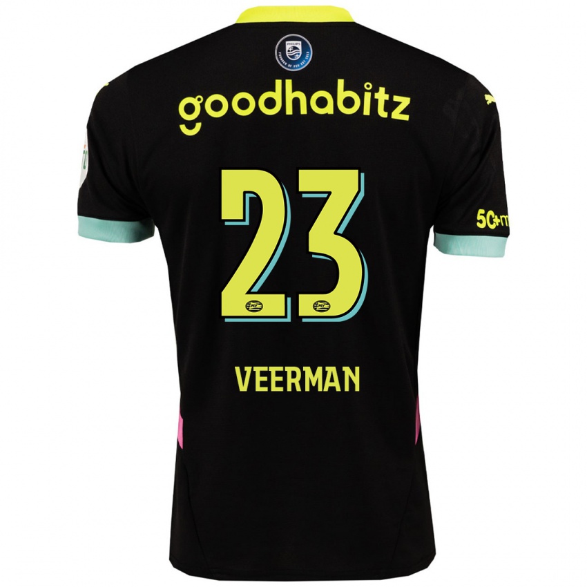 Niño Camiseta Joey Veerman #23 Negro Amarillo 2ª Equipación 2024/25 La Camisa