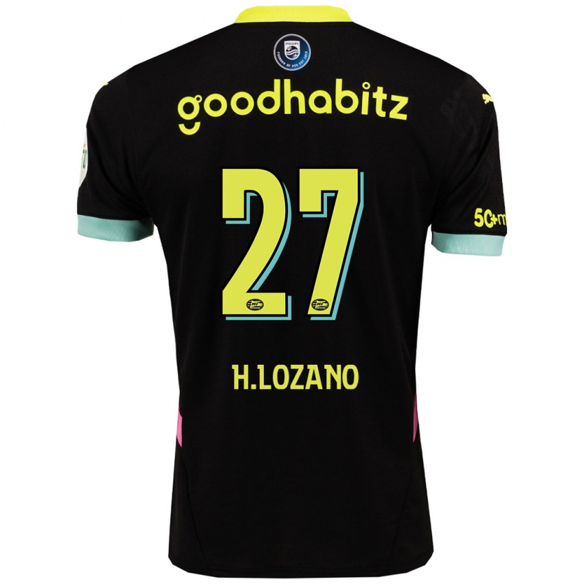 Niño Camiseta Hirving Lozano #27 Negro Amarillo 2ª Equipación 2024/25 La Camisa