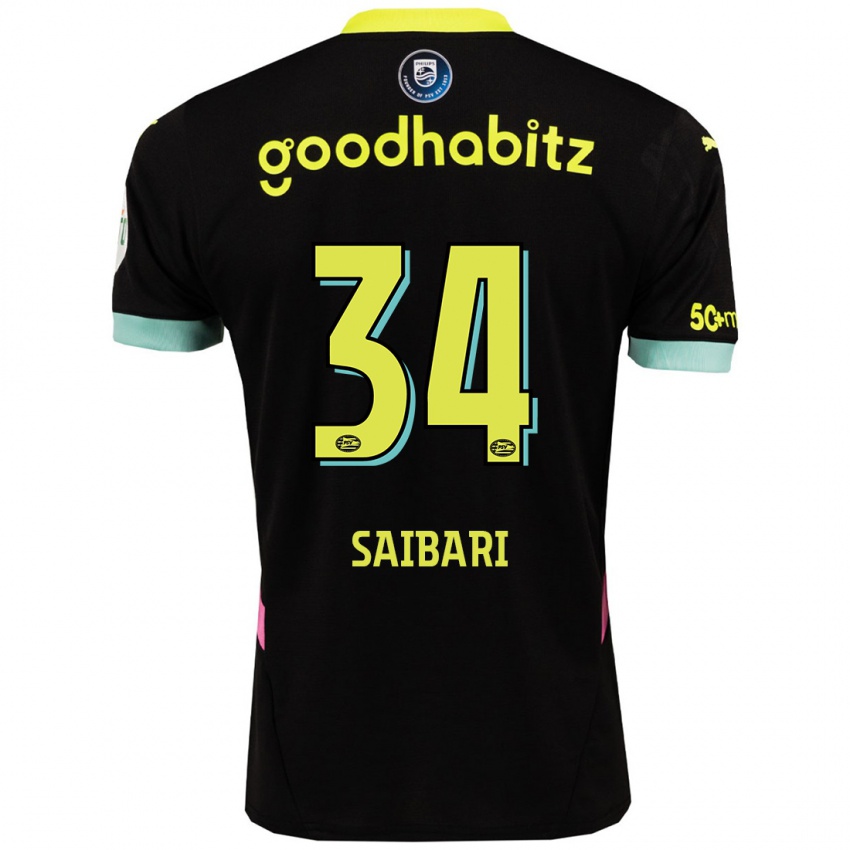 Niño Camiseta Ismael Saibari #34 Negro Amarillo 2ª Equipación 2024/25 La Camisa