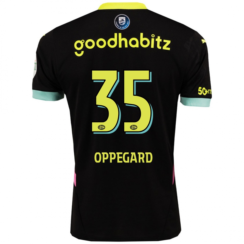 Niño Camiseta Fredrik Oppegard #35 Negro Amarillo 2ª Equipación 2024/25 La Camisa