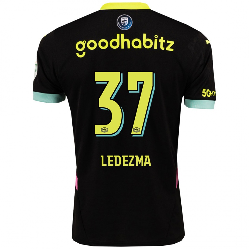 Niño Camiseta Richard Ledezma #37 Negro Amarillo 2ª Equipación 2024/25 La Camisa