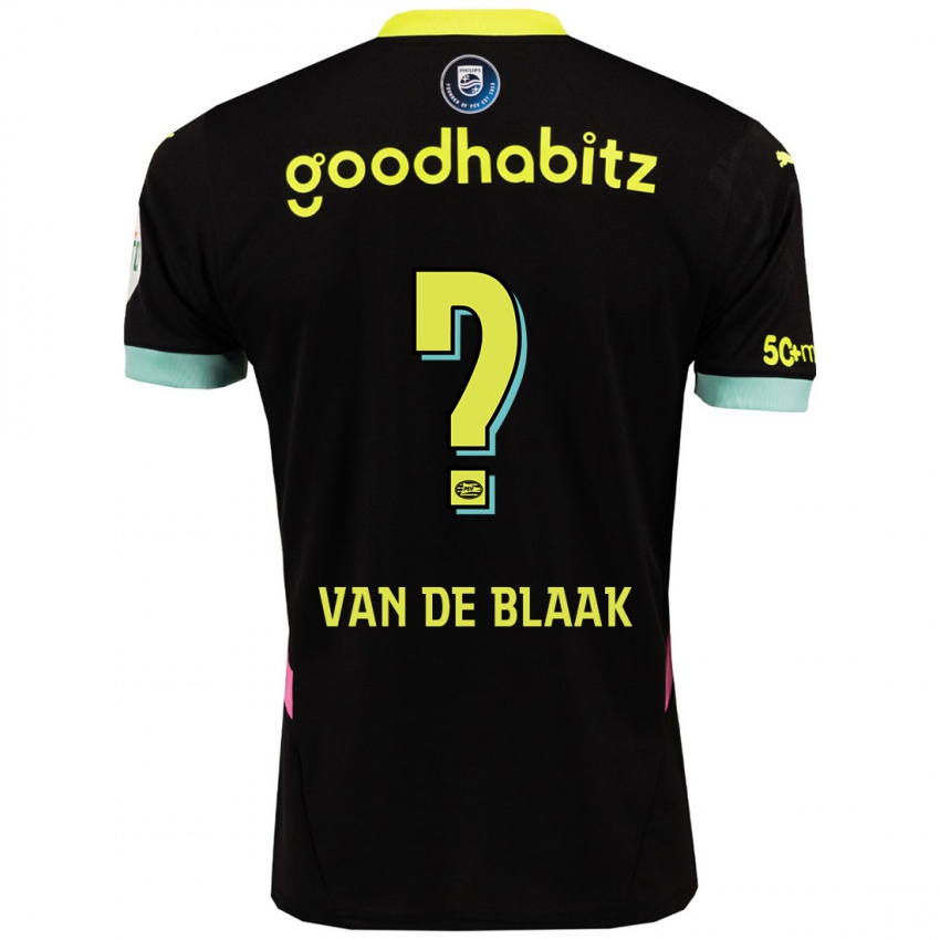 Niño Camiseta Emmanuel Van De Blaak #0 Negro Amarillo 2ª Equipación 2024/25 La Camisa