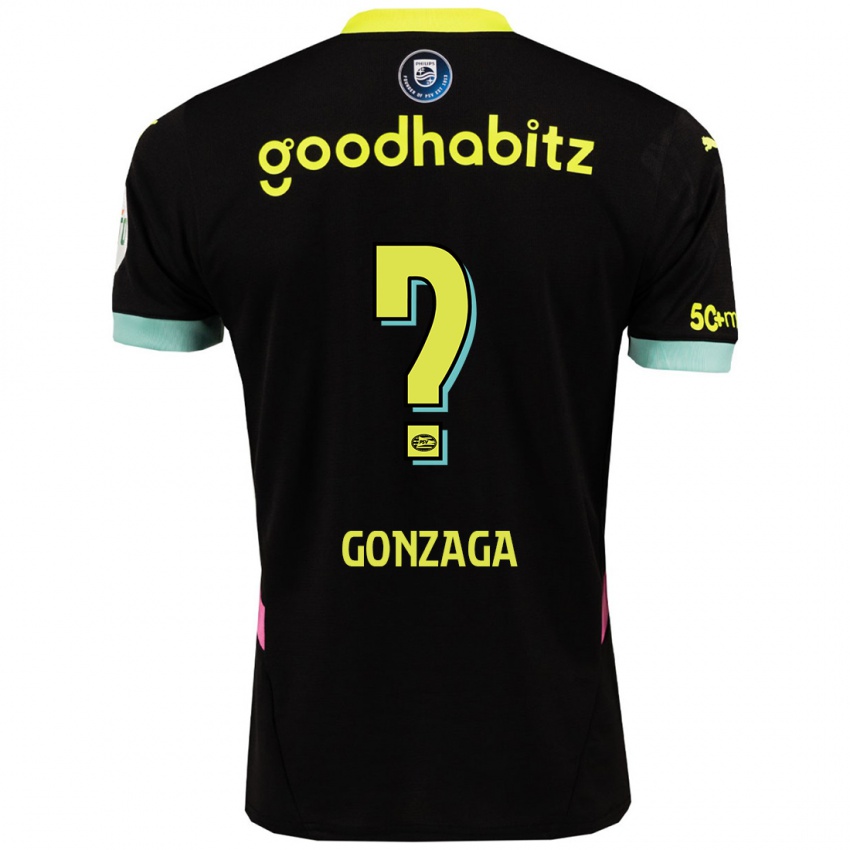 Niño Camiseta Jamal Gonzaga #0 Negro Amarillo 2ª Equipación 2024/25 La Camisa