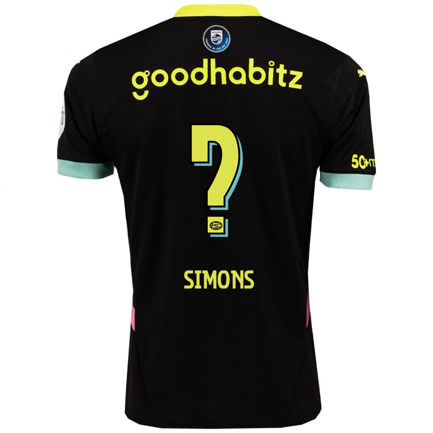 Niño Camiseta Jevon Simons #0 Negro Amarillo 2ª Equipación 2024/25 La Camisa