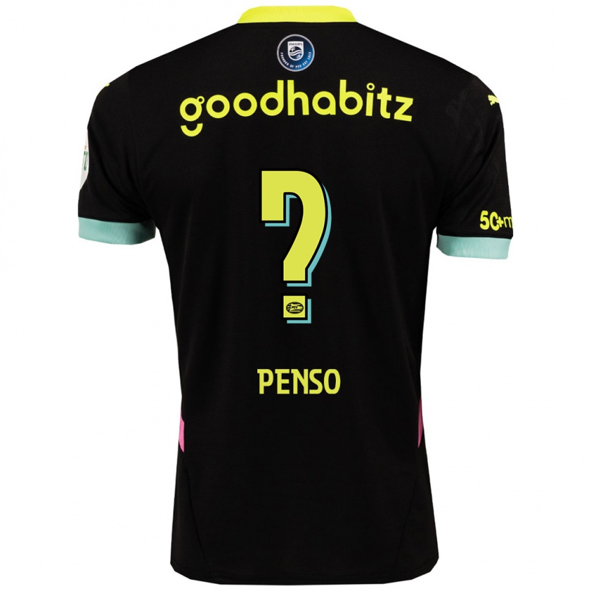 Niño Camiseta Kyano Penso #0 Negro Amarillo 2ª Equipación 2024/25 La Camisa