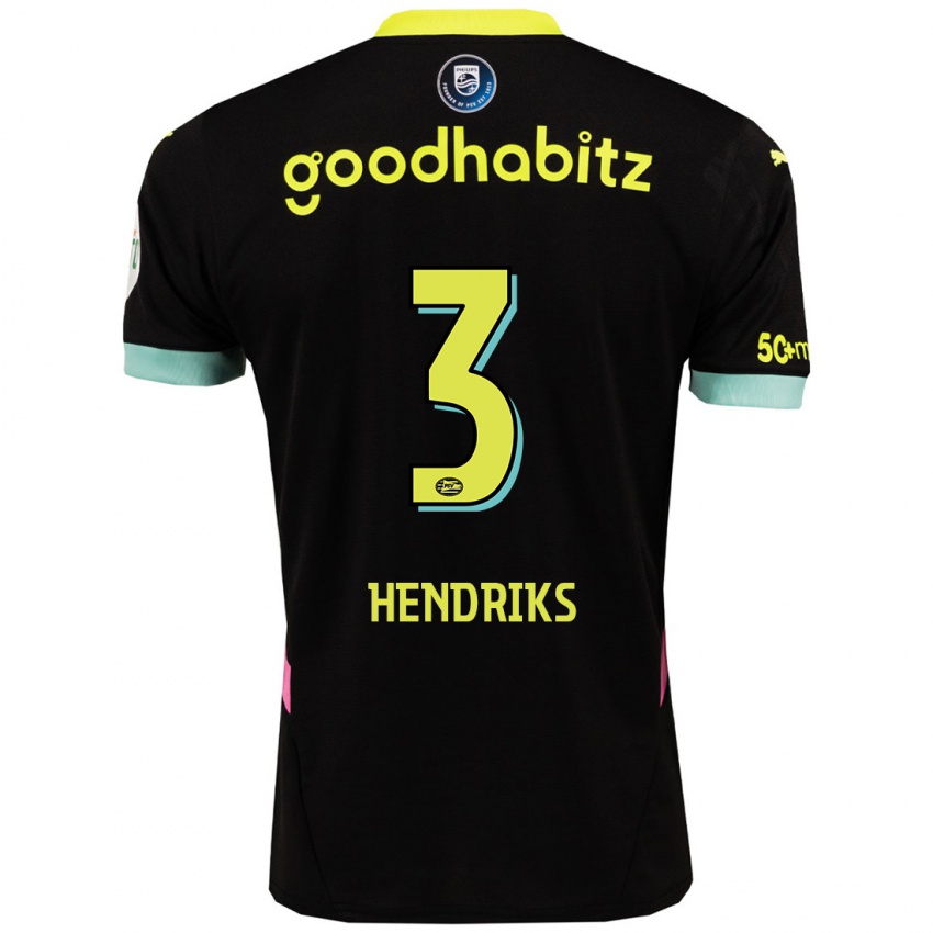 Niño Camiseta Gwyneth Hendriks #3 Negro Amarillo 2ª Equipación 2024/25 La Camisa