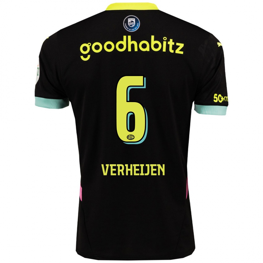 Niño Camiseta Janneke Verheijen #6 Negro Amarillo 2ª Equipación 2024/25 La Camisa