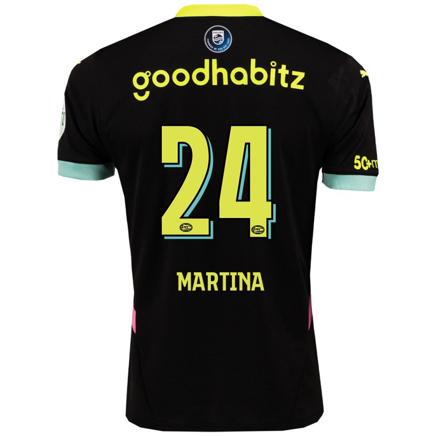 Niño Camiseta Shijona Martina #24 Negro Amarillo 2ª Equipación 2024/25 La Camisa