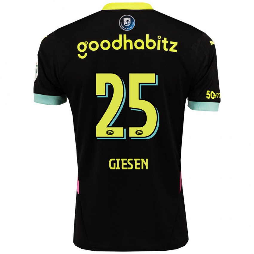 Niño Camiseta Suzanne Giesen #25 Negro Amarillo 2ª Equipación 2024/25 La Camisa