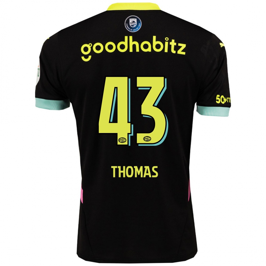 Niño Camiseta Kealyn Thomas #43 Negro Amarillo 2ª Equipación 2024/25 La Camisa