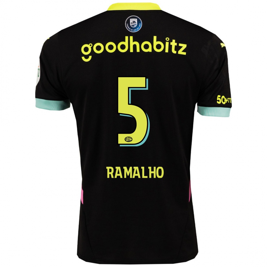 Niño Camiseta Andre Ramalho #5 Negro Amarillo 2ª Equipación 2024/25 La Camisa