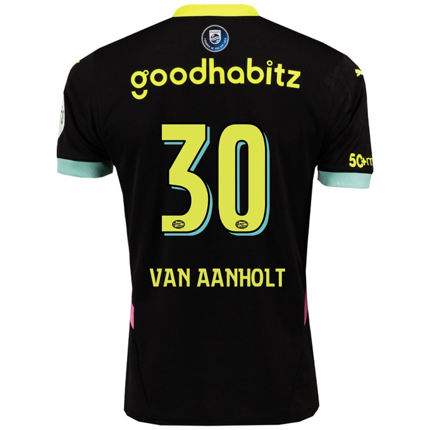 Niño Camiseta Patrick Van Aanholt #30 Negro Amarillo 2ª Equipación 2024/25 La Camisa