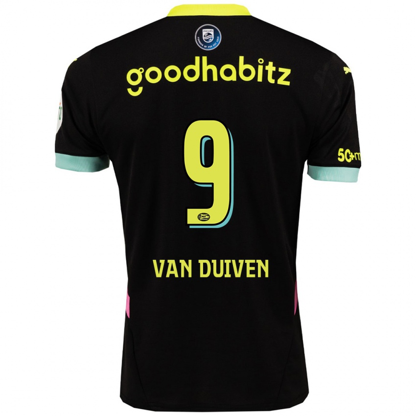 Niño Camiseta Jason Van Duiven #9 Negro Amarillo 2ª Equipación 2024/25 La Camisa