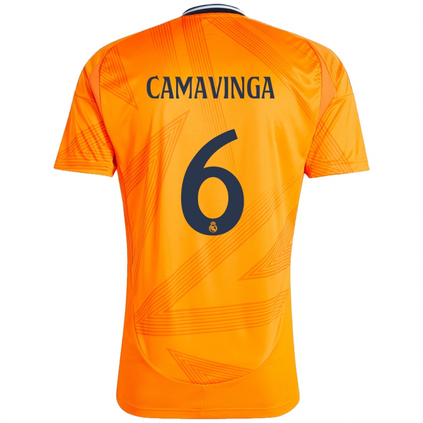 Niño Camiseta Eduardo Camavinga #6 Naranja 2ª Equipación 2024/25 La Camisa