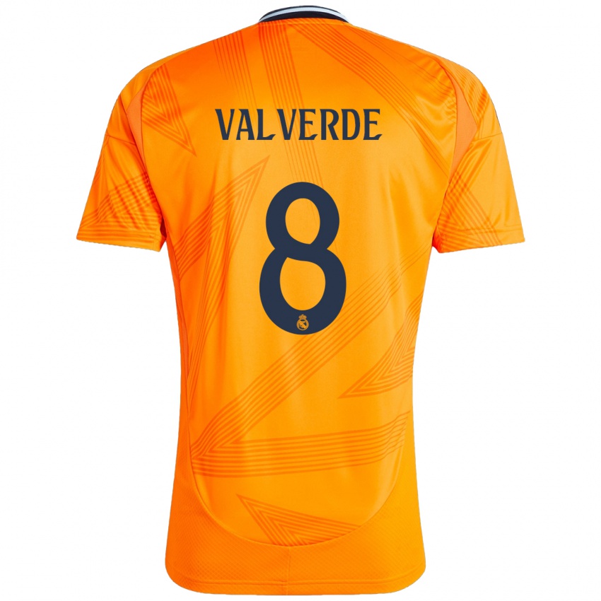 Niño Camiseta Federico Valverde #8 Naranja 2ª Equipación 2024/25 La Camisa