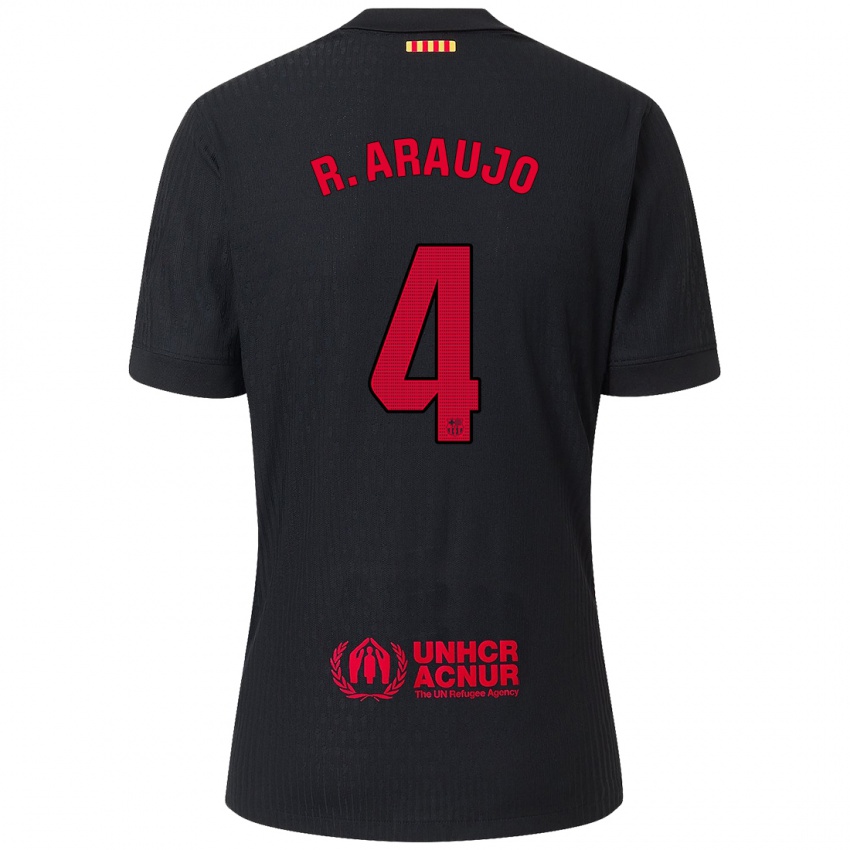 Niño Camiseta Ronald Araújo #4 Negro Rojo 2ª Equipación 2024/25 La Camisa