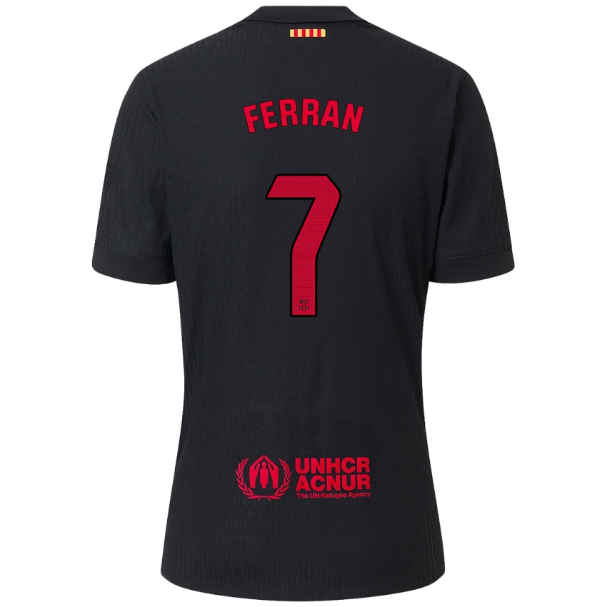 Niño Camiseta Ferran Torres #7 Negro Rojo 2ª Equipación 2024/25 La Camisa