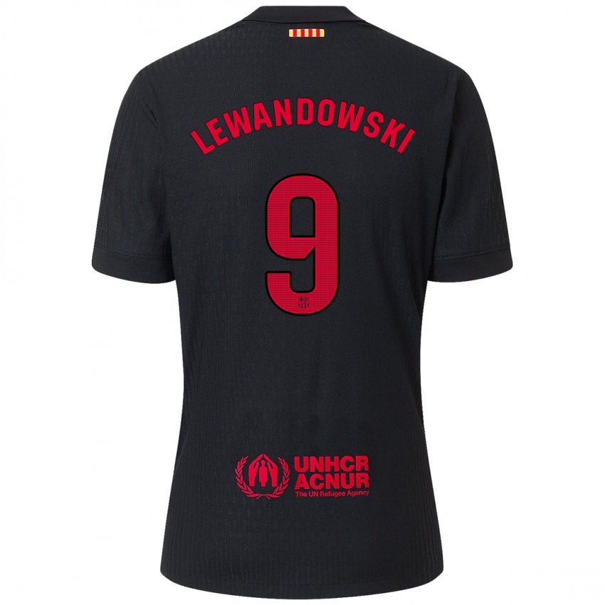 Niño Camiseta Robert Lewandowski #9 Negro Rojo 2ª Equipación 2024/25 La Camisa