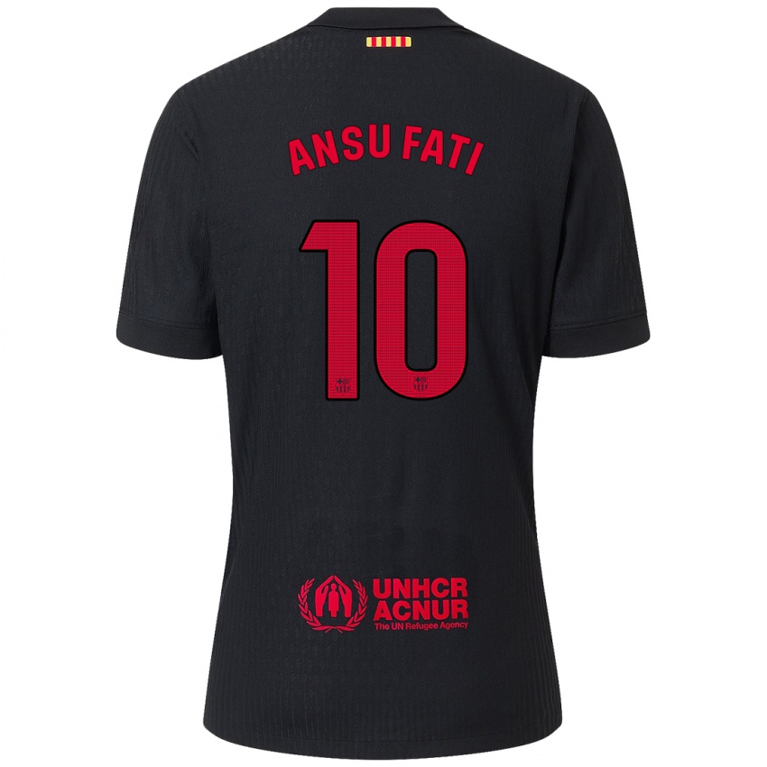 Niño Camiseta Ansu Fati #10 Negro Rojo 2ª Equipación 2024/25 La Camisa