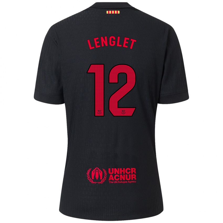 Niño Camiseta Clement Lenglet #12 Negro Rojo 2ª Equipación 2024/25 La Camisa