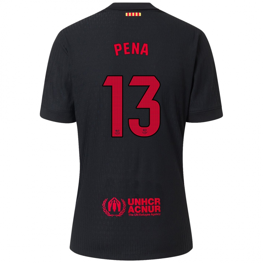 Niño Camiseta Inaki Pena #13 Negro Rojo 2ª Equipación 2024/25 La Camisa